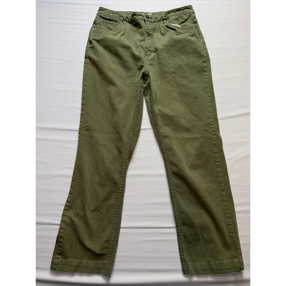 Coldwater Creek Womens Olive Green Straight Leg Pants Size 12 High Rise Chinos